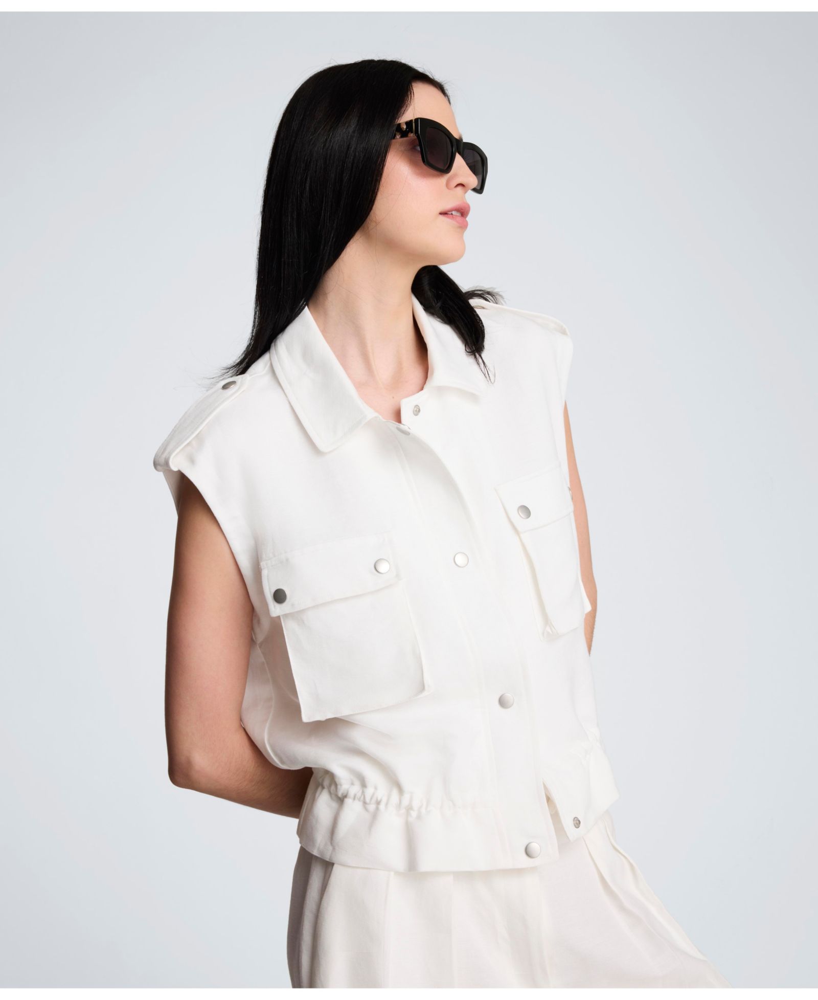 Женский жилет Kenneth Cole Collared Patch Pockets Linen