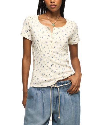 Женский топ Lucky Brand Crochet Trim Short-Sleeve Henley Top