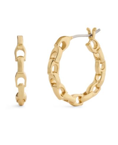 Серьги-кольца COACH Rhodium Signature C Chain