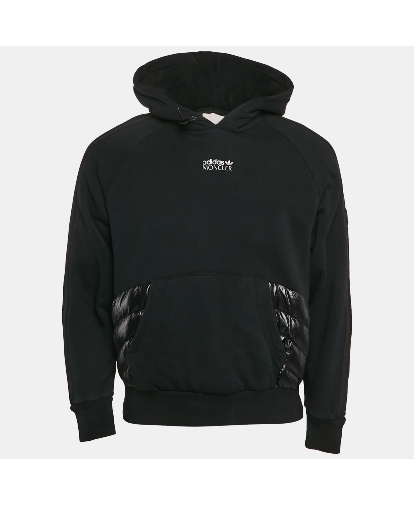Pre-Owned Moncler Men's X Adidas Black Cotton Knit Puffer Trim Hoodie
