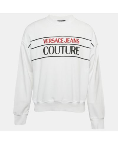Свитшот Versace Men's Jeans Couture White Logo Embroidery Cotton Pre-Owned
