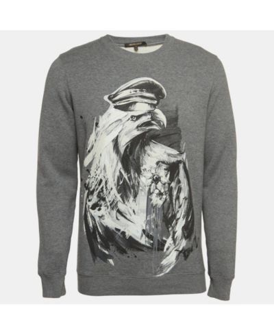 Свитшот Roberto Cavalli Men's Grey Eagle Print из хлопка, б/у