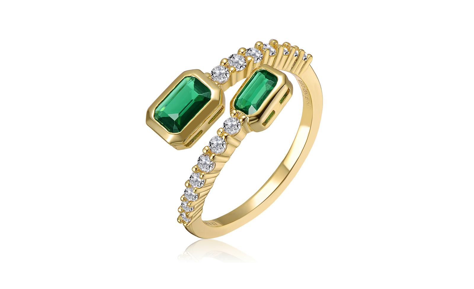 Rachel Glauber Современное кольцо с обходным дизайном из Cubic Zirconia, 14K Gold Plated