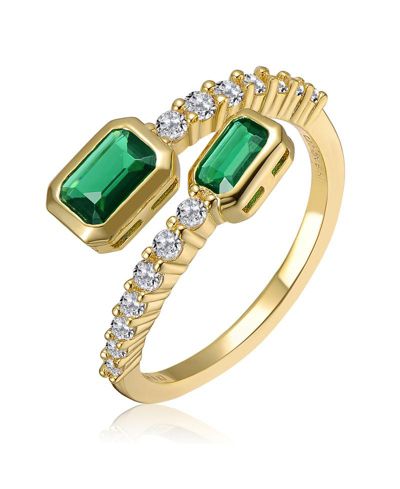 Rachel Glauber Современное кольцо с обходным дизайном из Cubic Zirconia, 14K Gold Plated