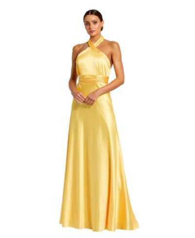 Вечернее платье Mac Duggal omen's Ruched Halter Neck Tie Back Satin Gown
