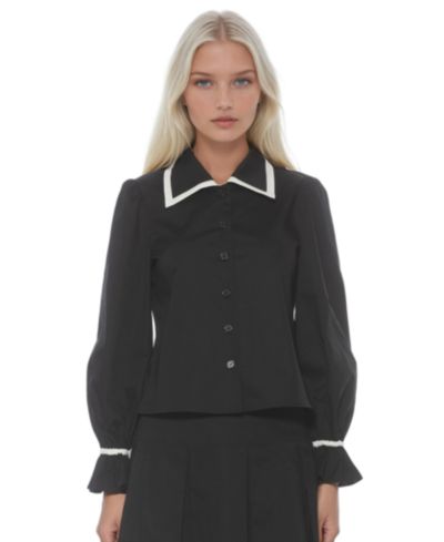 Женская блузка Alexia Admor Shannah Long Sleeve Dropped Contrast Collar