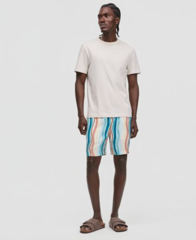 Mode of One Men's Wave Stripe 6.5" Drawstring Shorts, Macy's Exclusive