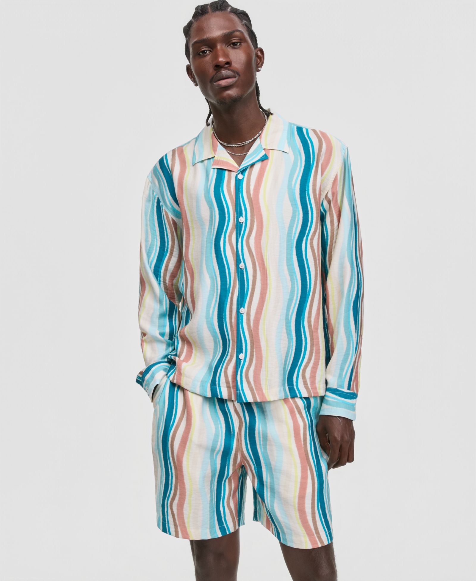 Mode of One Men's Wave Stripe Long Sleeve Shirt, Macy's Exclusive