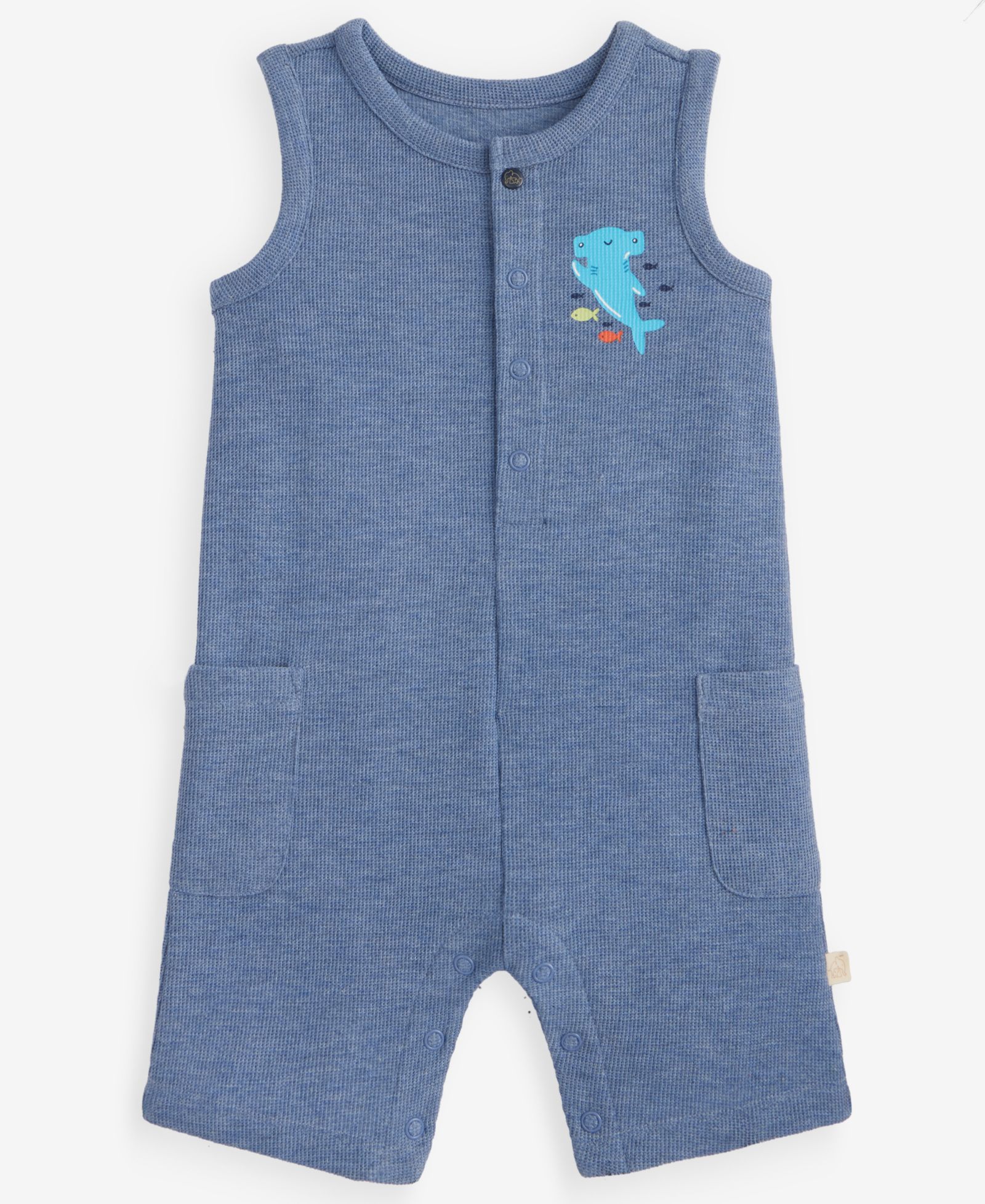 First Impressions Baby Boys' 0M-24M Shark Waffle Romper, Macy's Exclusive