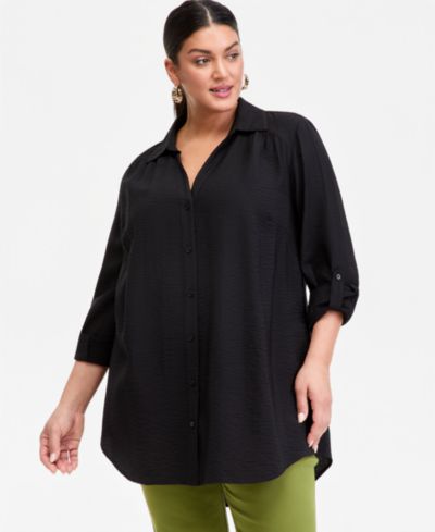 I.N.C. International Concepts туника Plus Size с пуговицами и откидными рукавами