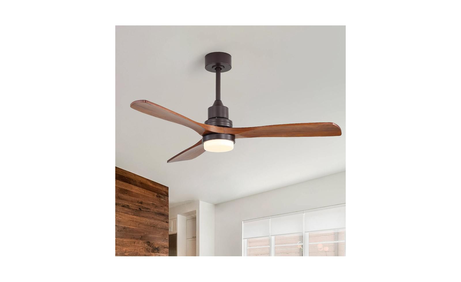 Sofucor 52-inch Modern Brown 3-Blade Ceiling Fan with Remote Control and Light Kit