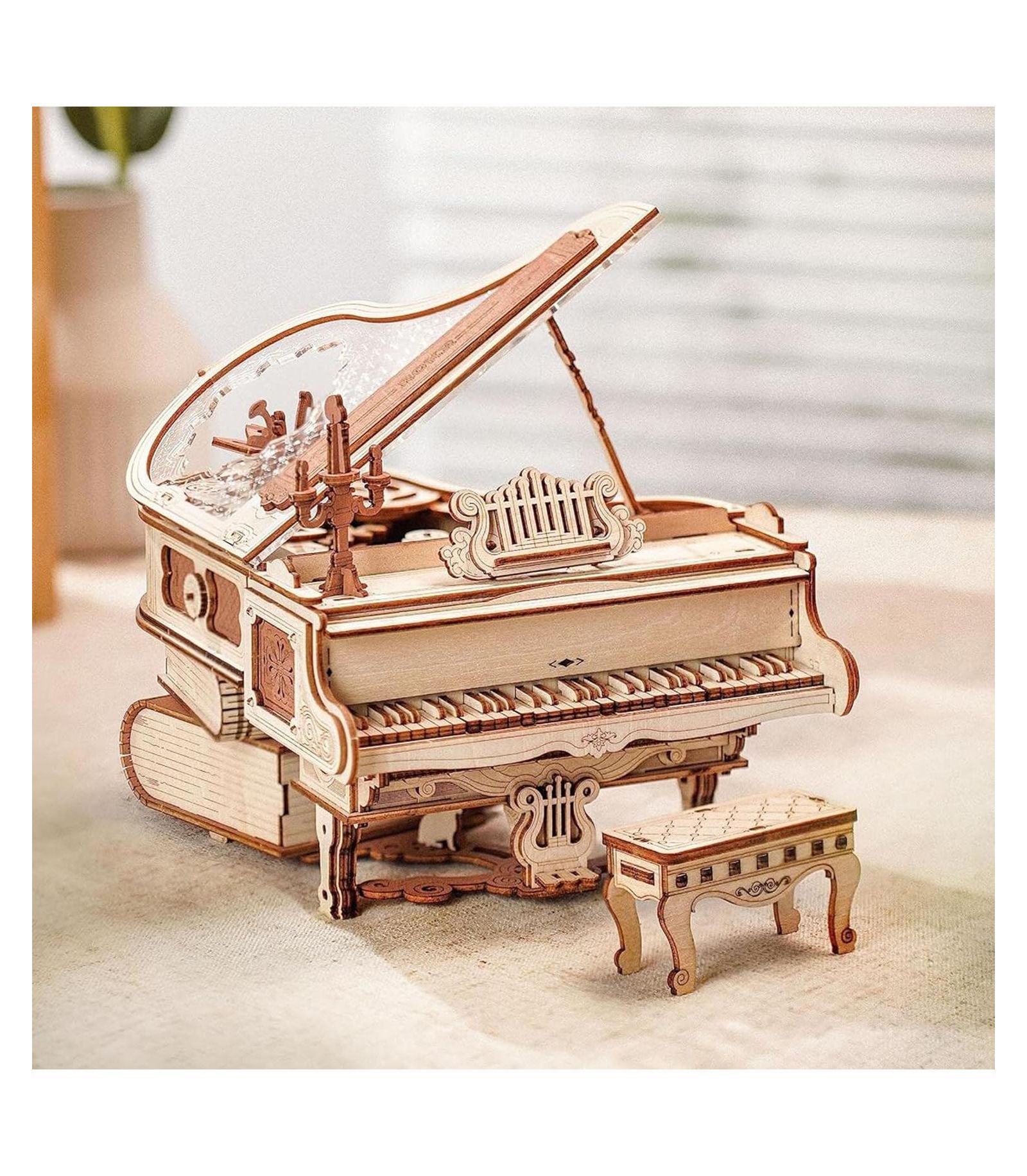 3D пазл Robotime AMK81 Magic Piano Mechanical Musical Instrument Wooden Music Box Kit