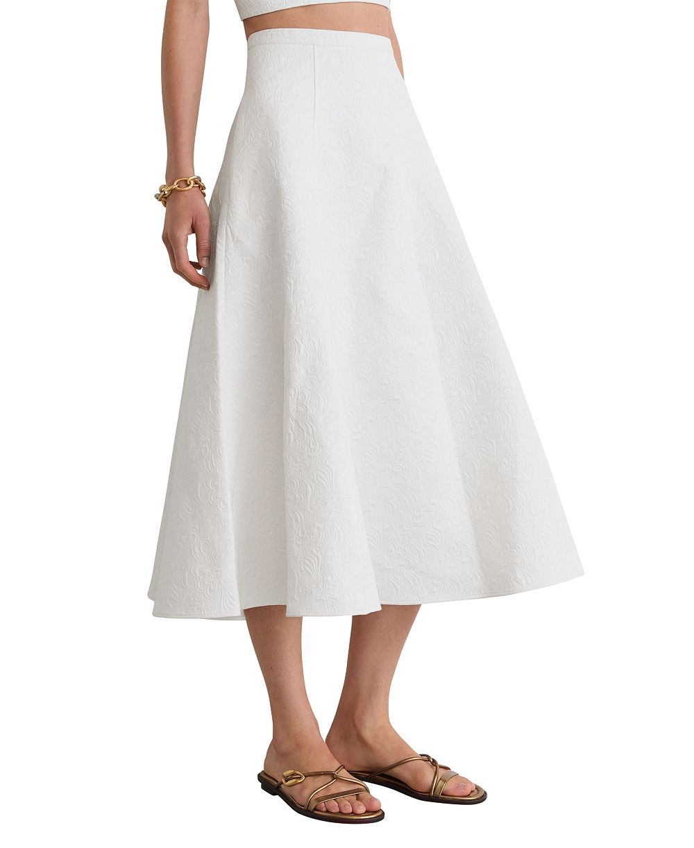 Женский REISS Tara High-Waisted A-Line Raised Floral Jacquard Midi Skirt