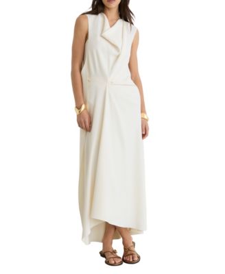 REISS Women's Dorota Drape Detail Midi Dress
