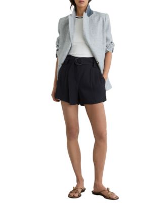 Женские шорты REISS Lana с высокой талией, складками и поясом, 3.7" inseam