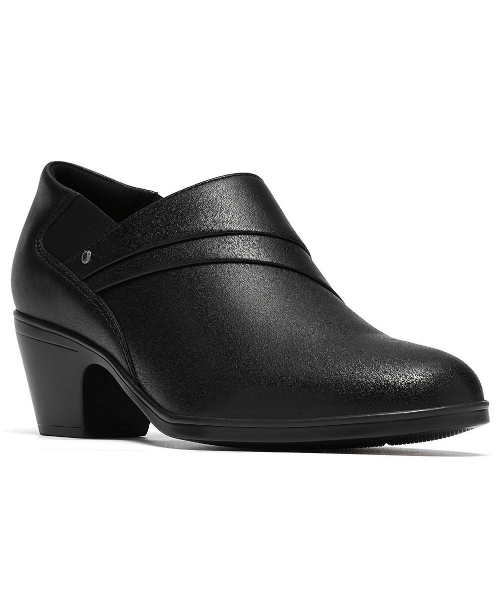 Clarks Женские кожаные ботильоны Emily2 London с квадратным мыском и блочным каблуком