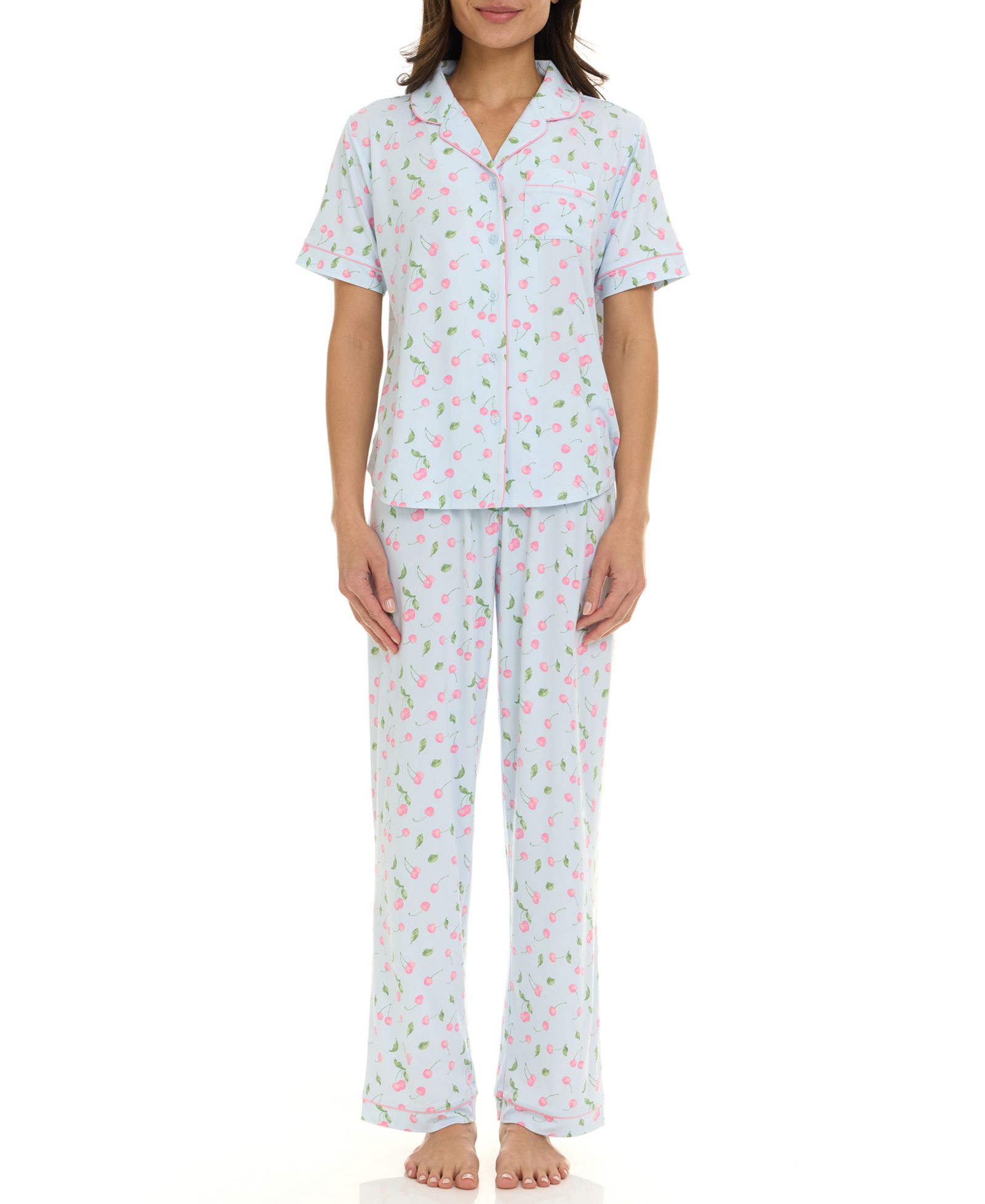 Flora by Flora Nikrooz Women's Gabriella Short-Sleeve Top and Pajama Pants, 2-Piece Set