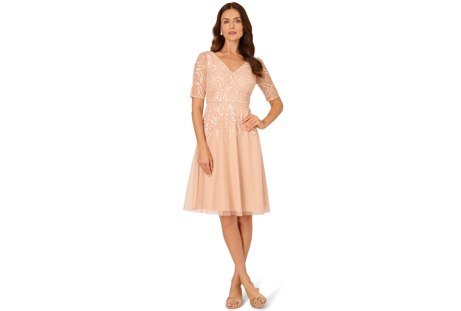 Женское платье Adrianna Papell Beaded V-Neck