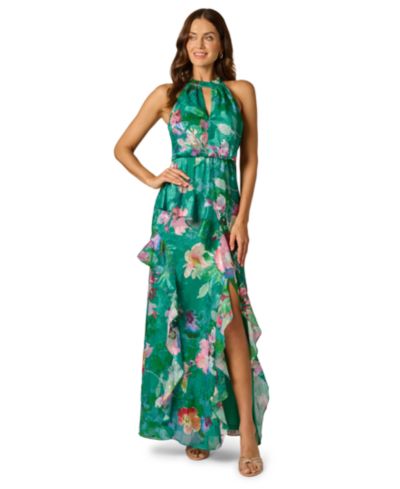 Женское вечернее платье Adrianna Papell Printed Halter Neck Ball Gown