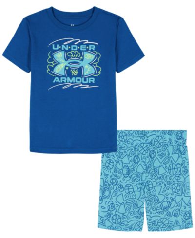 Under Armour Boys' 2T-7 Crewneck T-Shirt and Printed Shorts, 2-Piece Set