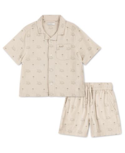 Детский комплект из льняной рубашки и шорт abercrombie kids для малышей 2T-5T