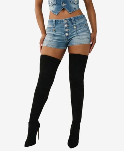 Женские джинсовые шорты True Religion с накладными карманами спереди