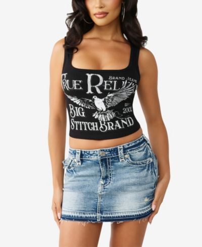 Женский майка True Religion с принтом кристалла и ребрами