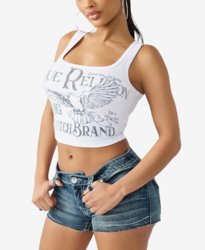Женский майка True Religion с принтом кристалла и ребрами