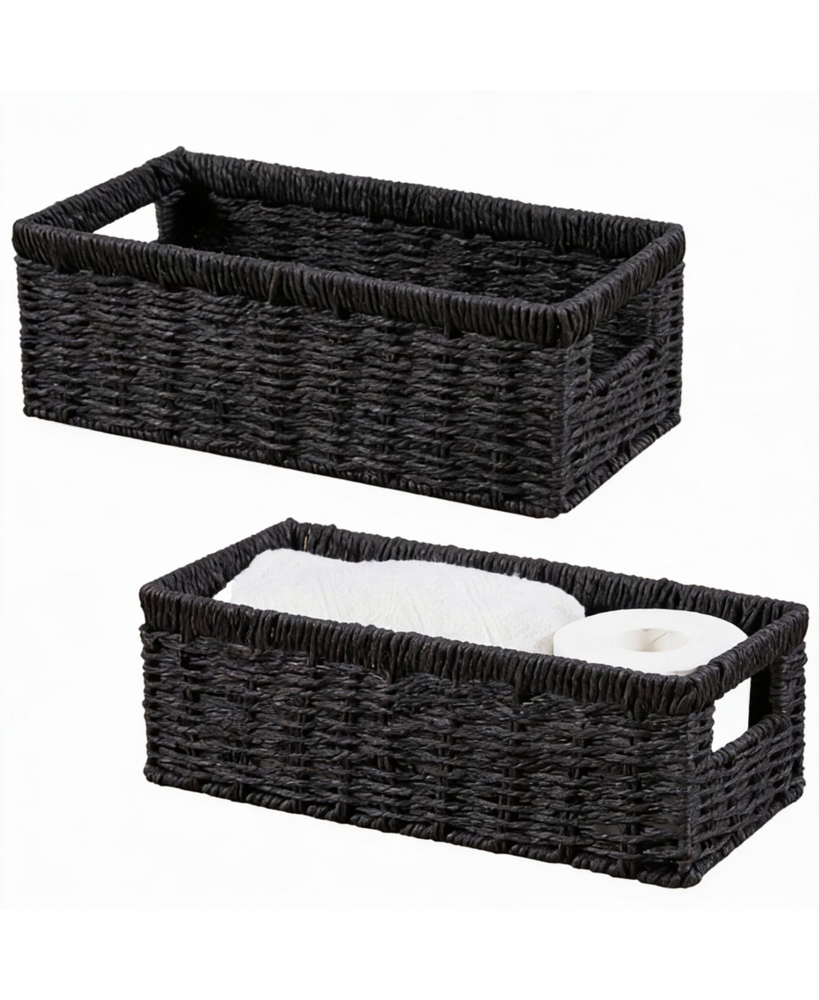 YIGII Handmade Paper Rope Baskets with Handles