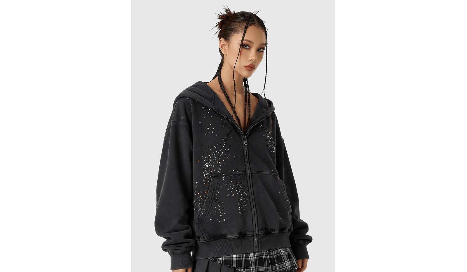 Женское худи Aelfric Eden Rhinestone Boxy Zip Up V302