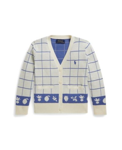 Polo Ralph Lauren Girls' 2-6X Windowpane V-Neck Cardigan