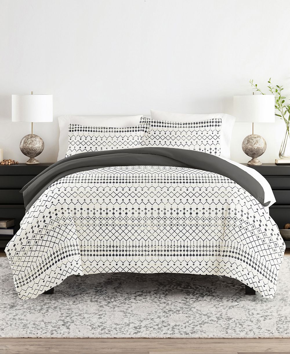 ienjoy Home Reversible Floral & Geometric Pattern 2 piece Duvet Cover Set, Twin/Twin XL
