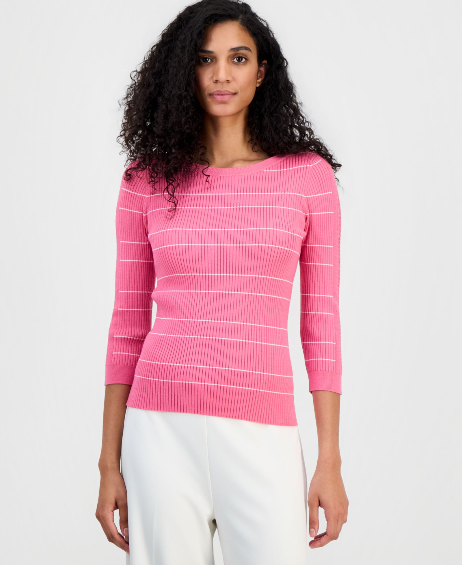 Женский джемпер T Tahari Ribbed Boat-Neck