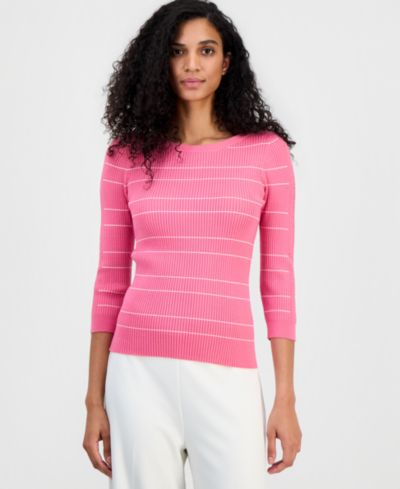 Женский джемпер T Tahari Ribbed Boat-Neck