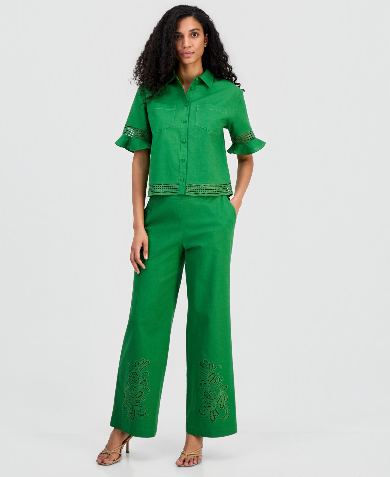 T Tahari Women's Pull-On Embroidered Pants
