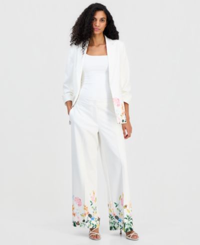 T Tahari Women's Wide-Leg Floral-Print Pants