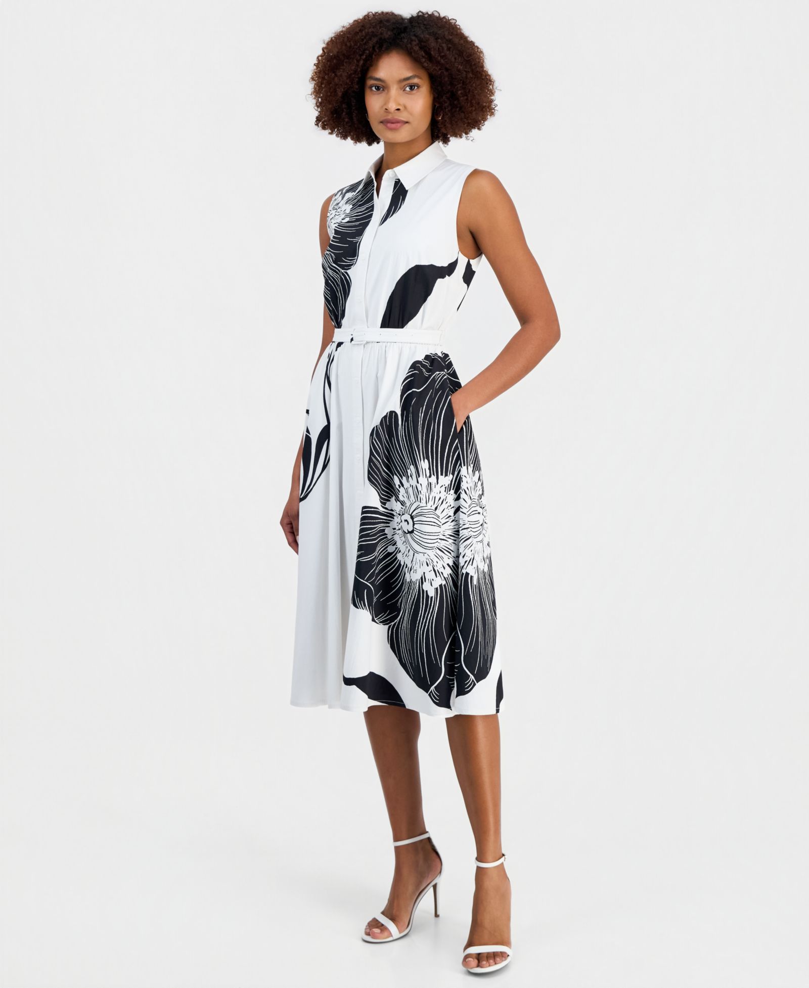 Женское платье T Tahari Sleeveless Belted Fit & Flare