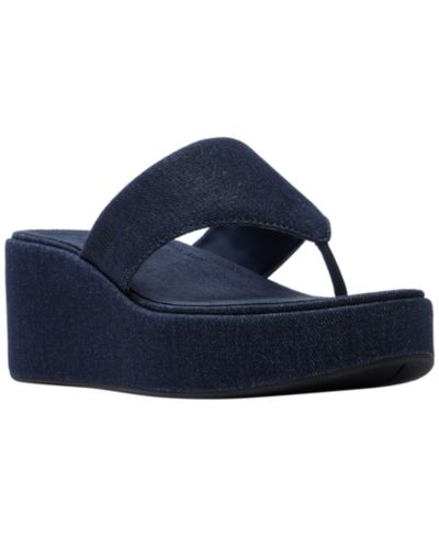 Женские сандалии FitFlop Platfforms Denim Wedge Toe-Post