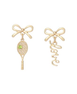 Betsey Johnson Faux Stone Tennis Racquet Love Mismatch Earrings