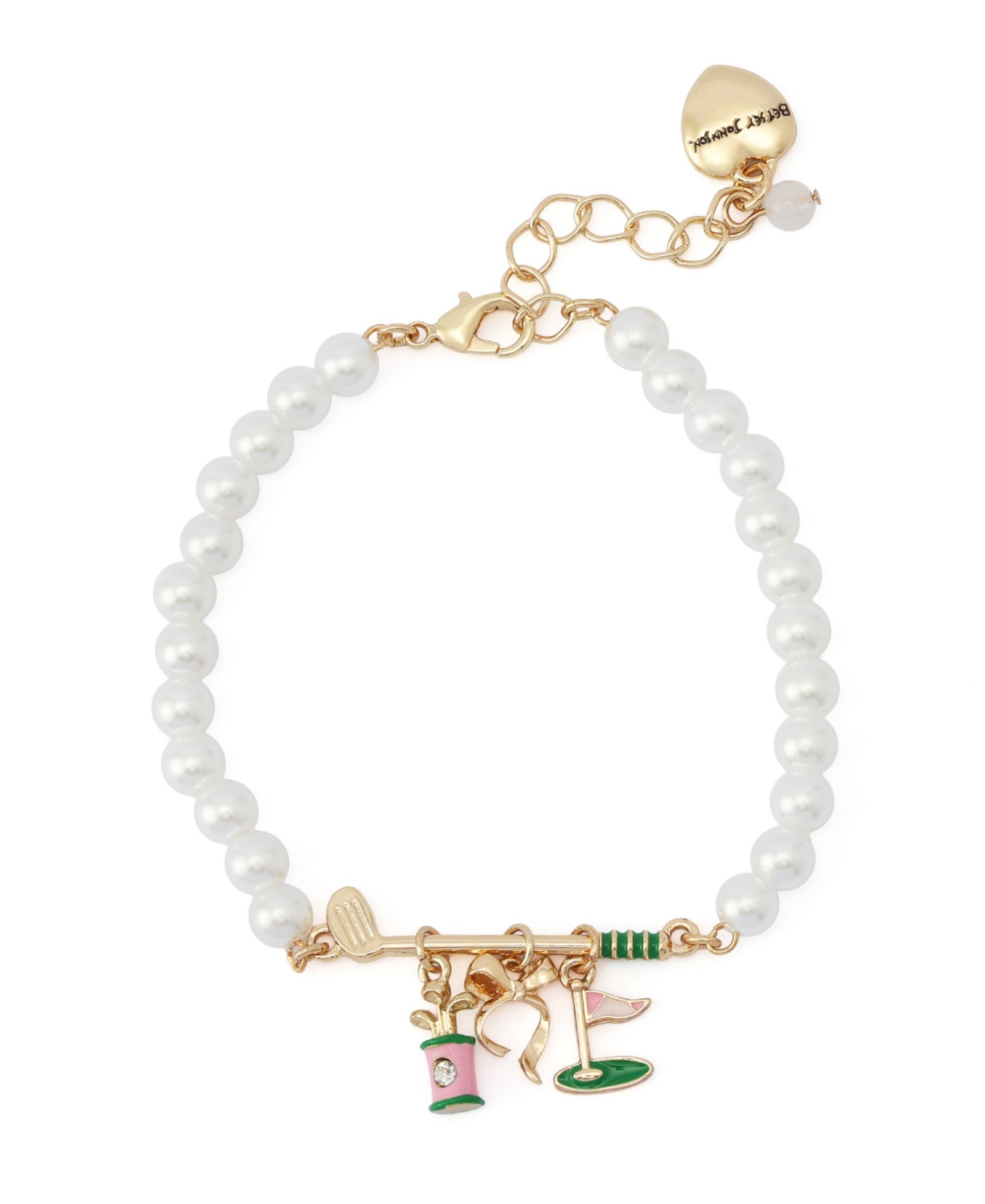 Betsey Johnson браслет Golf Charm с перламутром и искусственным камнем