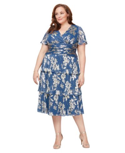 SL Fashions Plus Size миди-платье с V-образным вырезом и сборками на талии