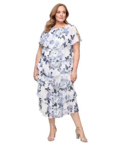 SL Fashions платье длины чай до колена в клетку с круглым вырезом