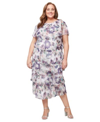 Женское миди-платье Plus Size SL Fashions Embellished Tiered