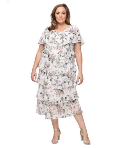 Женское платье Plus Size SL Fashions Embellished V-Neck Tiered