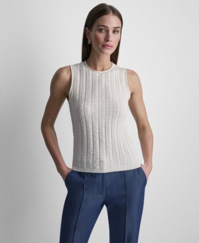 Женский трикотажный жилет DKNY без рукавов с эффектом pucker