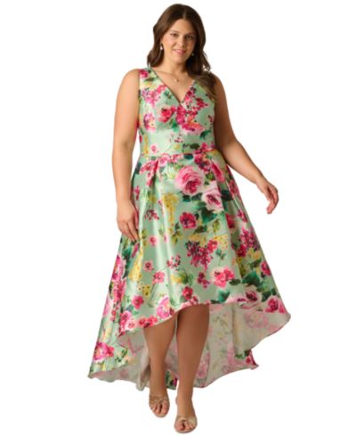Adrianna Papell Plus Size Sleeveless High-Low Printed Dress