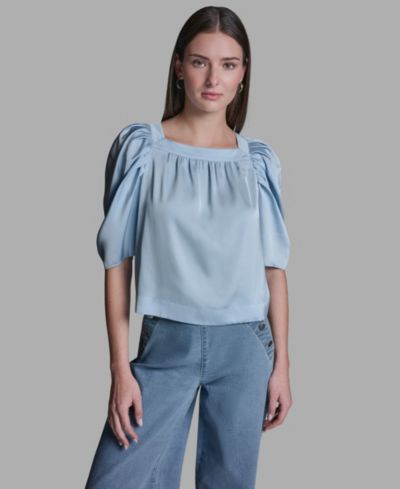 Женский топ BCBG Square Neck Puff-Sleeve