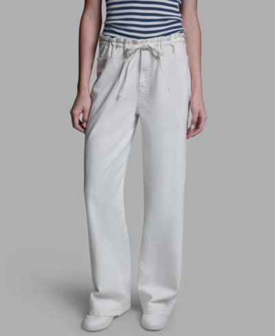 BCBG Women's Mid-Rise Tie Detail Wide-Leg Pants