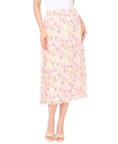 CeCe Women's Sunburst Pleat Detail Midi Skirt