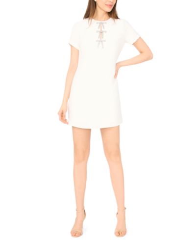 CeCe Women's Crewneck Bow Detail Shirt-Dress